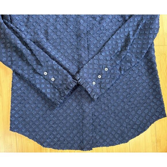 Banana Republic Women Dillion Classic Fit Blouse Sz S Navy Ruffles Work Feminine - Picture 5 of 7